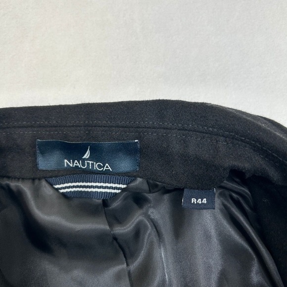 Nautica Double Breasted Overcoat Mens 44R Large Black‎ Classic-Fit Wool $395 - Picture 9 of 13